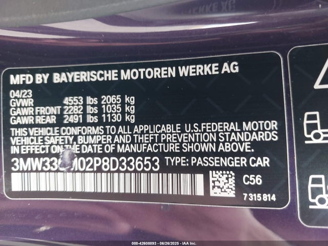 BMW 2023 2023 3MW33CM02P8D33653 Image 9