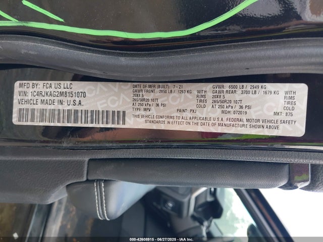 Jeep GRAND CHEROKEE L 2021 1C4RJKAG2M8151070 Image 9