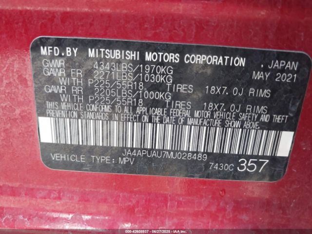 2021 MITSUBISHI OUTLANDER SPORT JA4APUAU7MU028489 Photo 8