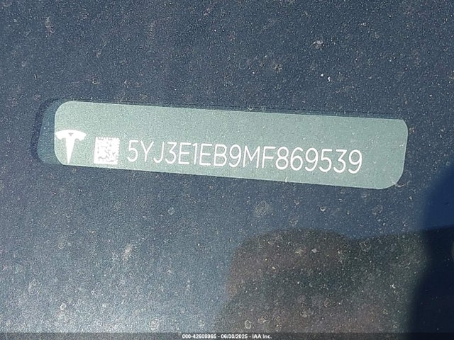 2021 TESLA MODEL 3 5YJ3E1EB9MF869539 Photo 8