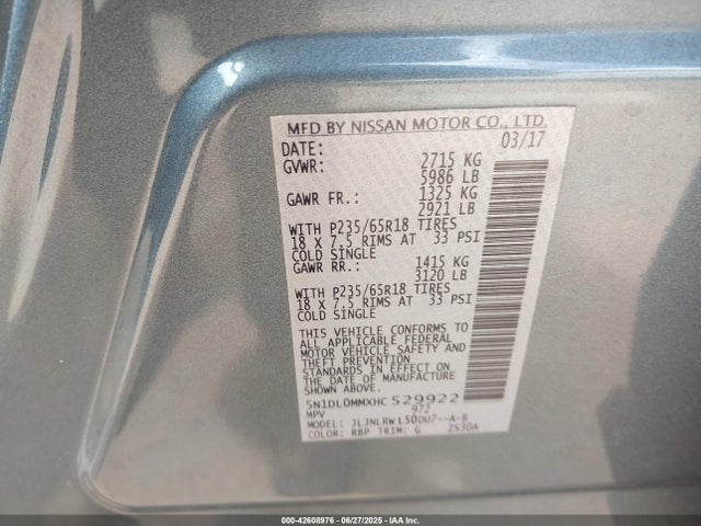 5N1DL0MMXHC529922 Infiniti QX60