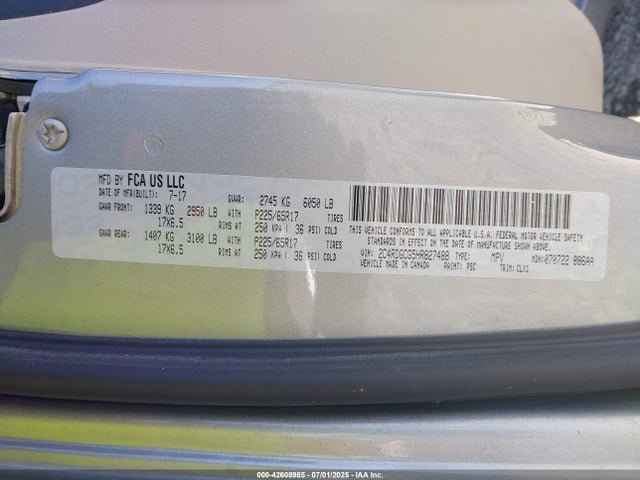 Aukcja sprzedaży 2017 Dodge Grand Caravan Sxt, vin: 2C4RDGCG5HR827488, numer aukcji: 42608985