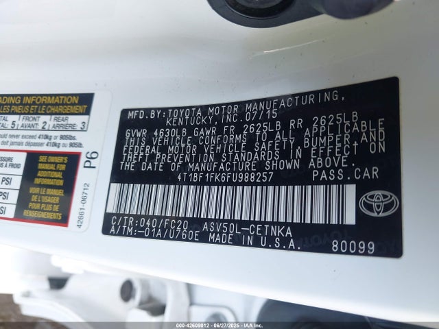 4T1BF1FK6FU988257 Toyota 2ar-fe