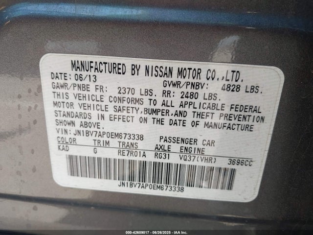 Infiniti Q50 2014 JN1BV7AP0EM673338 Image 9