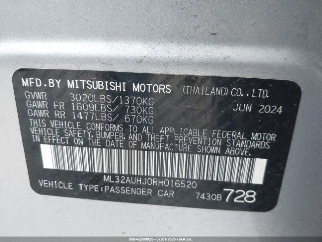 2024 MITSUBISHI MIRAGE ML32AUHJ0RH016520 Photo 8