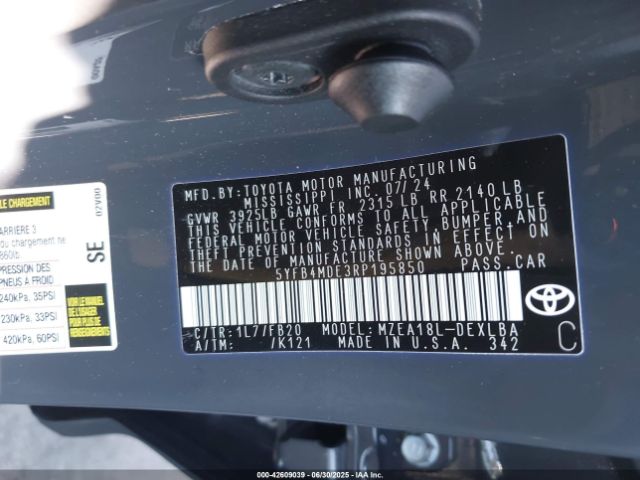 2024 TOYOTA COROLLA 5YFB4MDE3RP195850 Photo 8