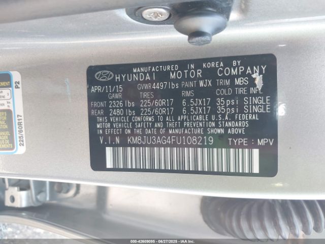 KM8JU3AG4FU108219 Hyundai dohc gdi theta ii