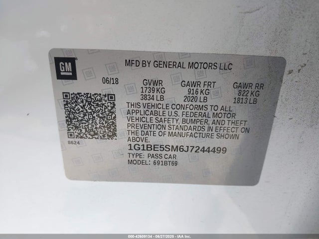 1G1BE5SM6J7244499 Chevrolet le2 -di: direct injection, vvt: variable valve timing, gen, alum