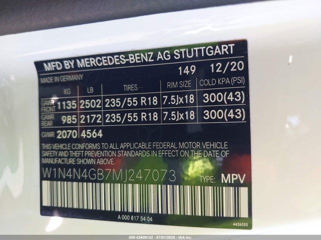 W1N4N4GB7MJ247073 Mercedes-Benz m260