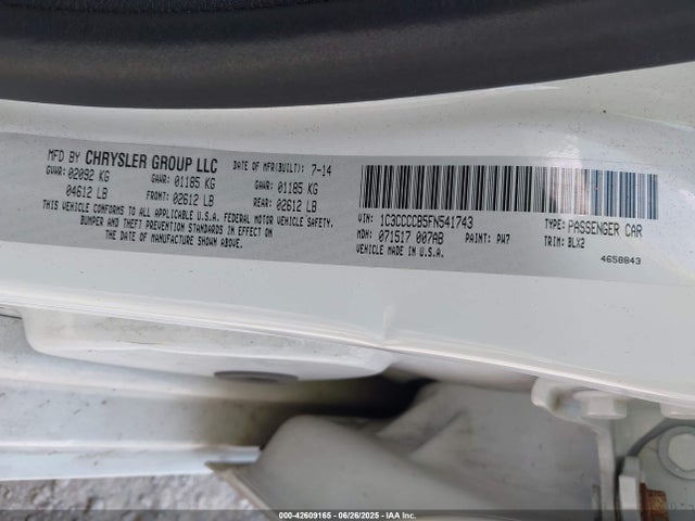 Продажа на аукционе авто 2015 Chrysler 200 C, vin: 1C3CCCCB5FN541743, номер лота: 42609165