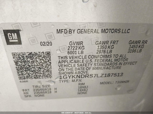 2020 CADILLAC XT5 1GYKNDRS7LZ187513 Photo 8