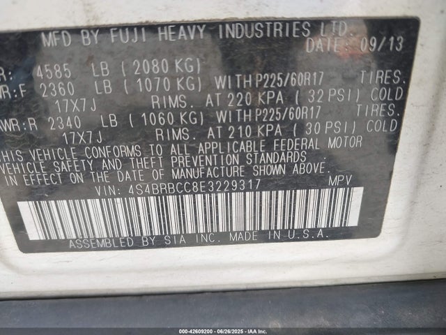 Subaru 2.5na u5 2014 4S4BRBCC8E3229317 Image 9