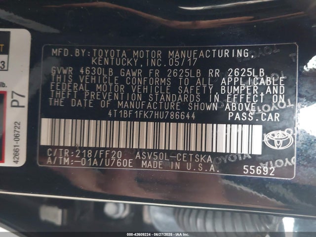 Toyota 2ar-fe 2017 4T1BF1FK7HU786644 Image 9