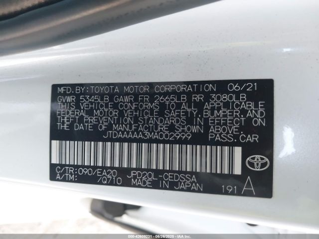 2021 TOYOTA MIRAI JTDAAAAA3MA002999 Photo 8