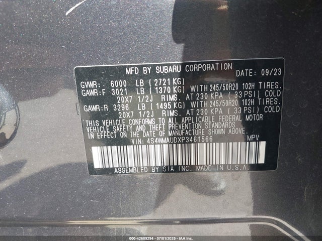 Subaru Ascent 2023 4S4WMAUDXP3461566 Image 9