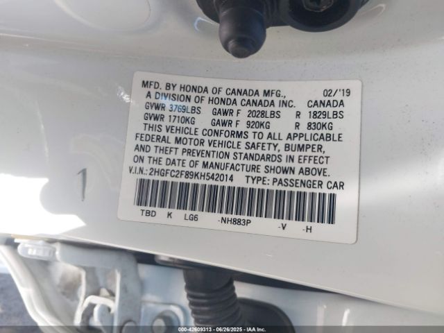 2HGFC2F89KH542014 Honda k20c2