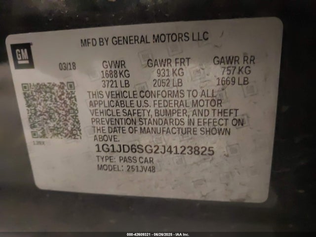 Chevrolet lwe - mfi, variable valve timing 2018 1G1JD6SG2J4123825 Image 9