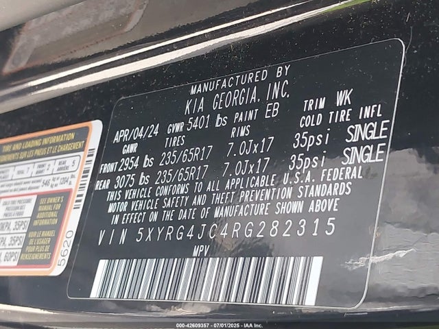 5XYRG4JC4RG282315 KIA gdi theta-iii