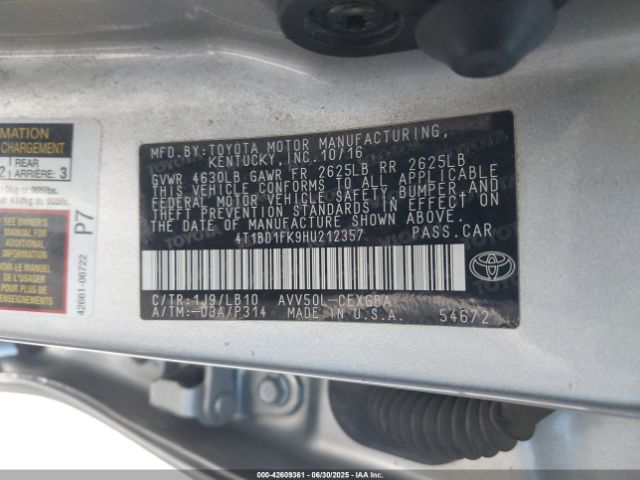 2017 TOYOTA CAMRY HYBRID 4T1BD1FK9HU212357 Photo 8