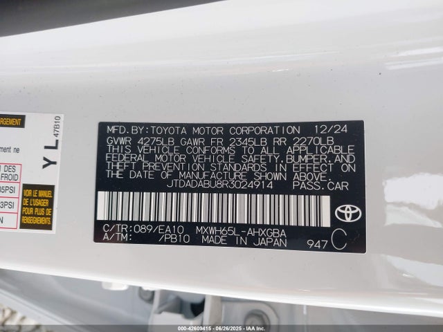 JTDADABU8R3024914 Toyota m20a-fxs