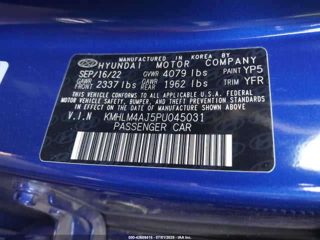 KMHLM4AJ5PU045031 Hyundai gdi kappa