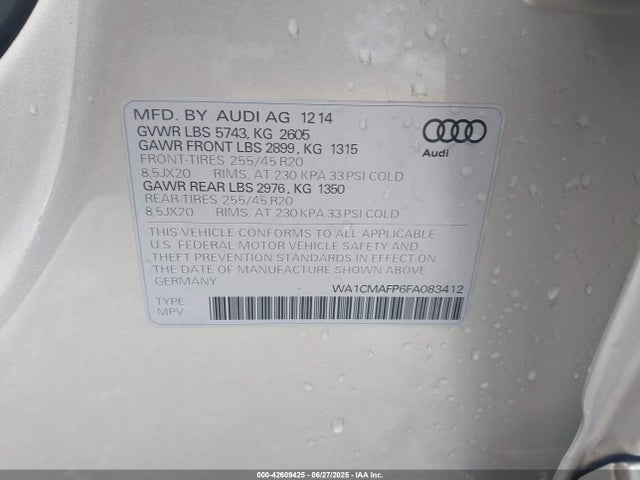 2015 AUDI Q5 WA1CMAFP6FA083412 Photo 8