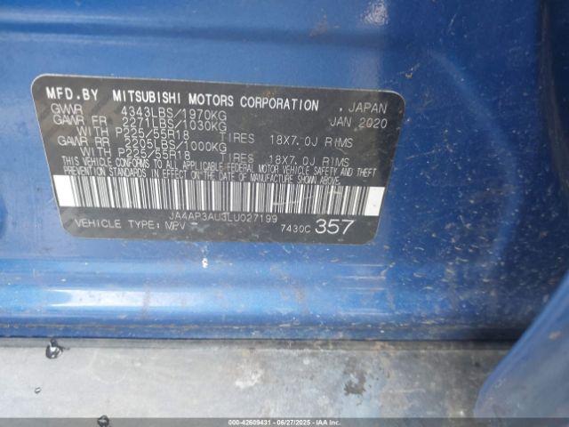 2020 MITSUBISHI OUTLANDER SPORT JA4AP3AU3LU027199 Photo 8