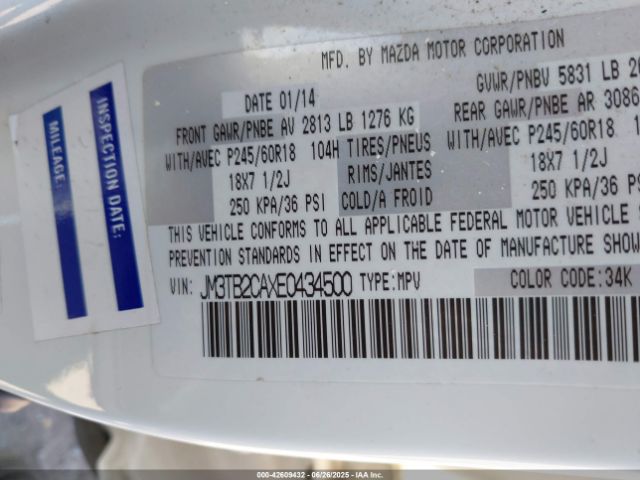 JM3TB2CAXE0434500 Mazda cav federal/canada