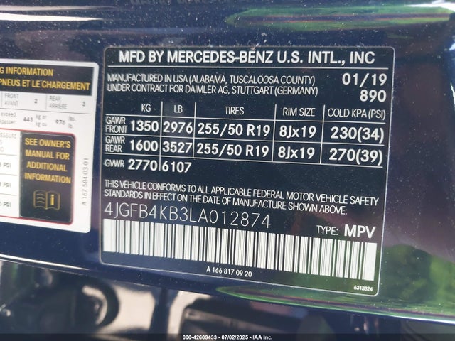 Mercedes-Benz m264 2020 4JGFB4KB3LA012874 Image 9