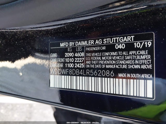 Mercedes-Benz m264 2020 WDDWF8DB4LR562086 Image 9