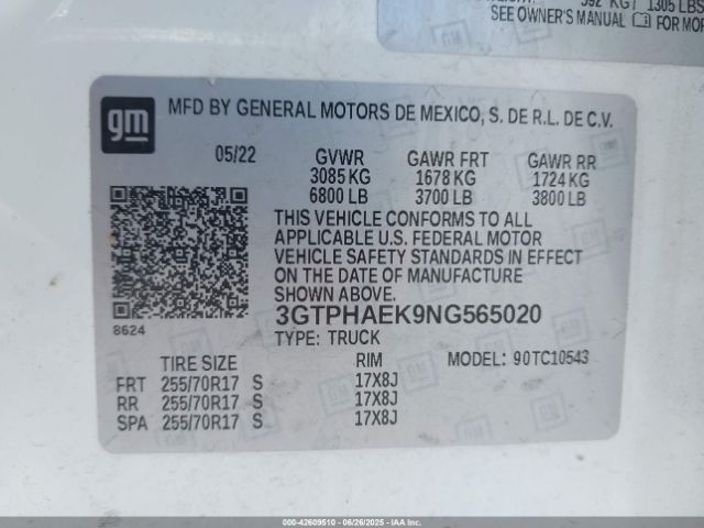 3GTPHAEK9NG565020 GMC l3b