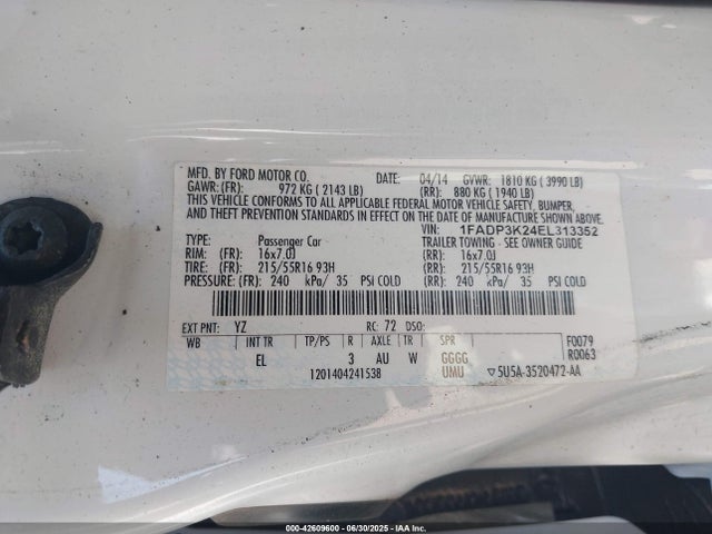 Ford Focus 2014 1FADP3K24EL313352 Image 9