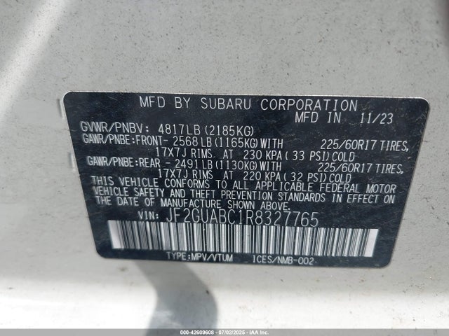 JF2GUABC1R8327765 Subaru na
