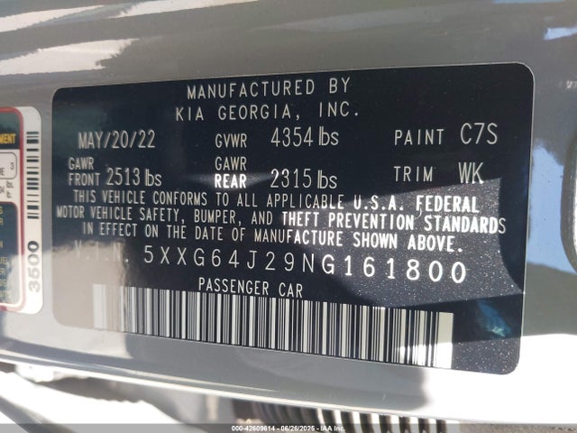 5XXG64J29NG161800 KIA t-gdi gamma ii