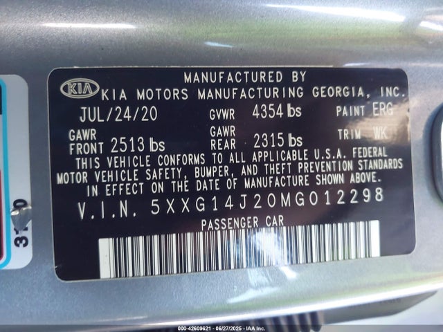 5XXG14J20MG012298 KIA t-gdi gamma ii