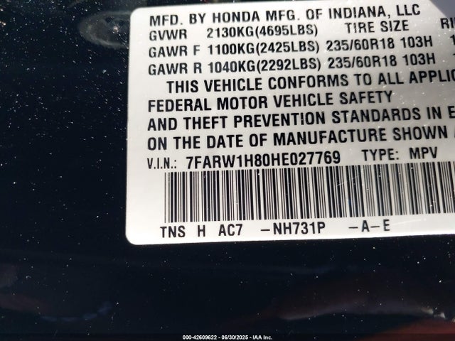 7FARW1H80HE027769 Honda l15be