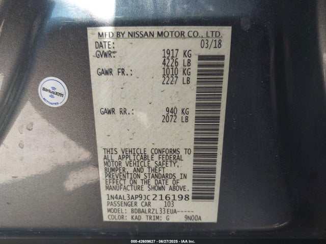 1N4AL3AP9JC216198 Nissan Altima