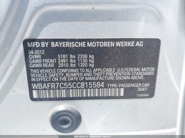 2012 BMW 535I WBAFR7C55CC815584 Photo 8