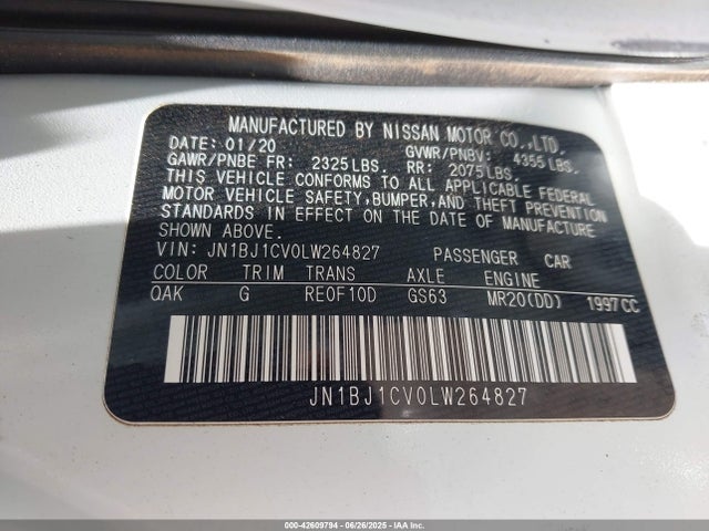 JN1BJ1CV0LW264827 Nissan 2020