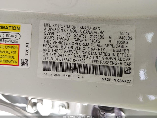 2HGFE2F54SH543393 Honda k20c9