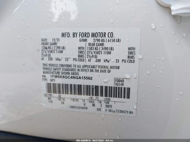 1FM5K8GC4NGA15562 Ford gtdi