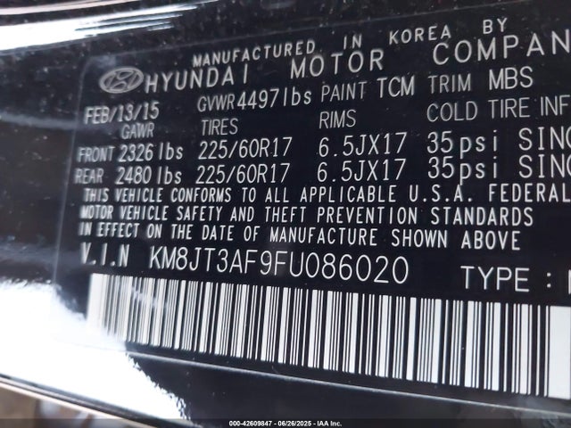KM8JT3AF9FU086020 Hyundai dohc gdi nu