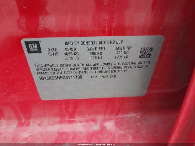 1G1JA5SH6G4111780 Chevrolet luw - e85 max