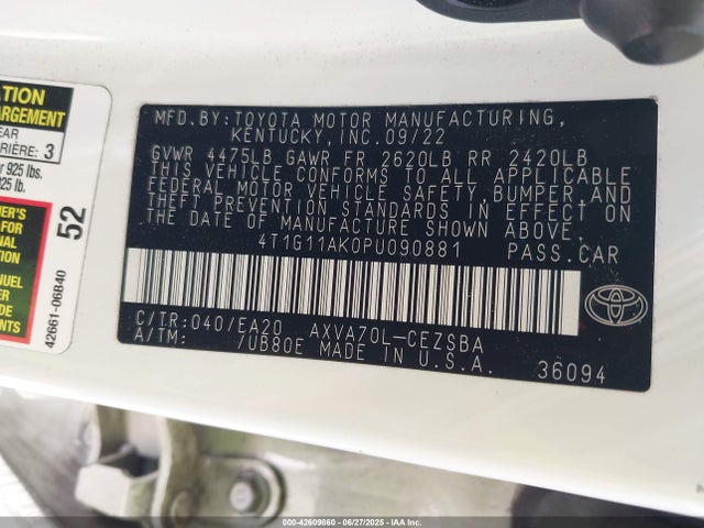 4T1G11AK0PU090881 Toyota a25a-fks