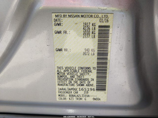 1N4AL3AP0GC165196 Nissan Altima