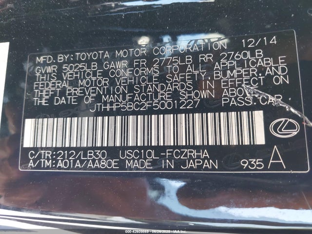 Lexus 2ur-gse 2015 JTHHP5BC2F5001227 Image 9