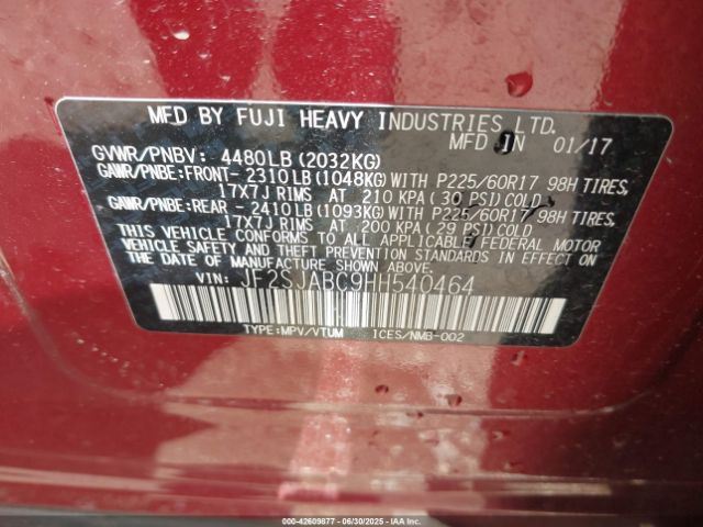 2017 SUBARU FORESTER JF2SJABC9HH540464 Photo 8