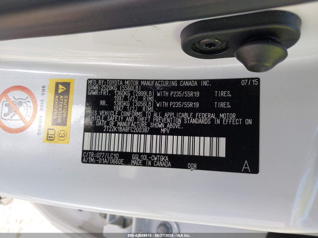 2T2ZK1BA8FC200387 Lexus 2gr-fe
