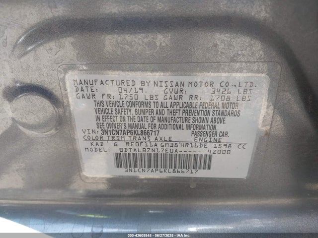 3N1CN7AP6KL866717 Nissan 2019