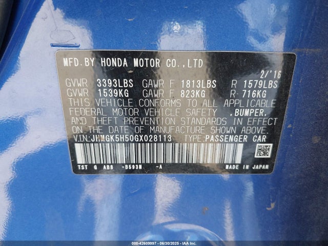 JHMGK5H50GX028113 Honda l15b1